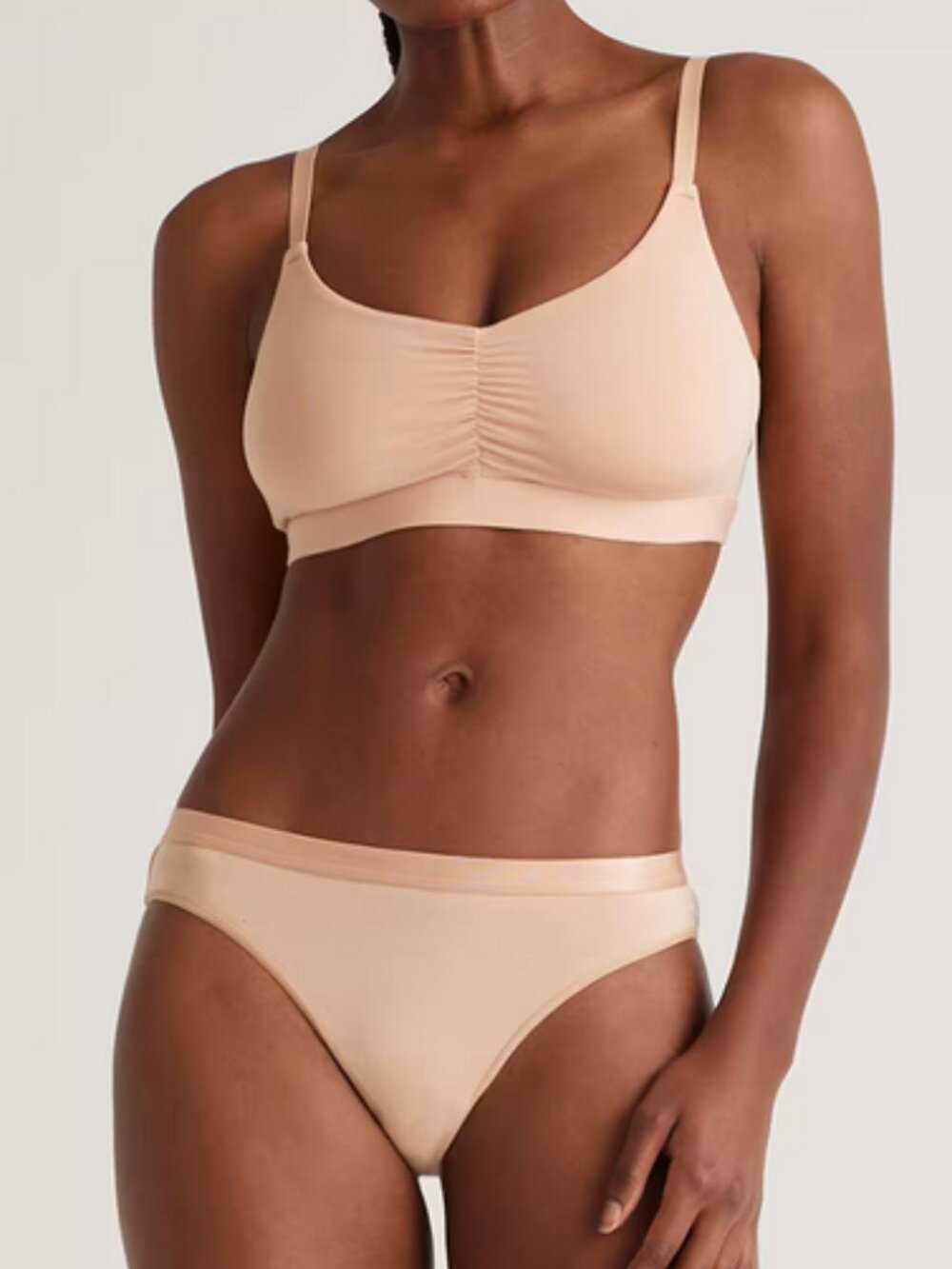 NWT Micromodal Ruched Bralette (2-pack) in Warm Sand Sz S